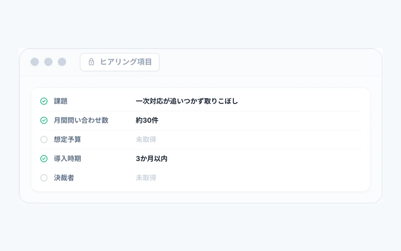 聞くべきことを取りこぼさないの画面